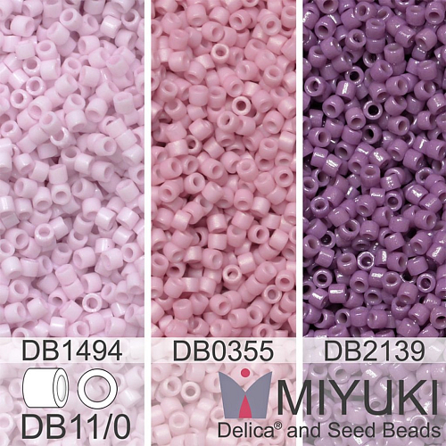 Korálky Miyuki Delica 11/0. Barevné variace č.43 DB1494, DB0355, DB2139