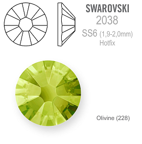 SWAROVSKI xilion rose HOT-FIX velikost SS6 barva OLIVINE