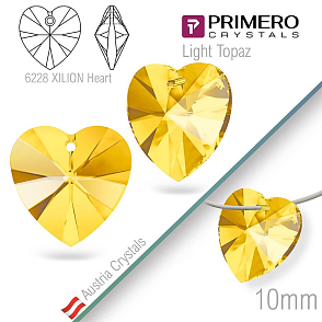 Korálky PRIMERO Crystals. Tvar 6228 XILION Heart. Barva Light Topaz. Velikost 10mm