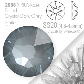 SWAROVSKI  XIRIUS Rose 2088 Foiled. Barva Crystal Dark Grey Ignite velikost SS20 (4,6-4,8mm). Balení 15Ks.