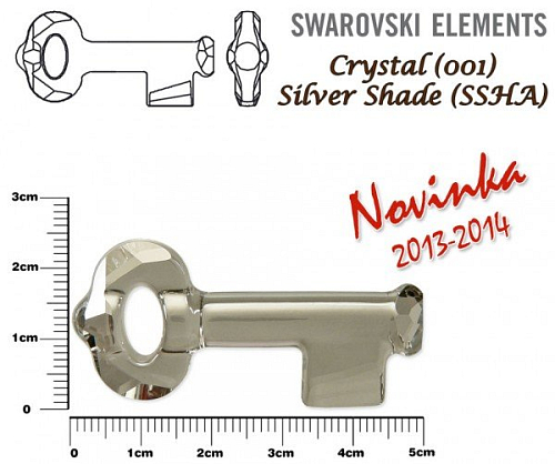 SWAROVSKI KEY Pendant 6919 barva Crystal SILVER SHADE velikost 50mm.