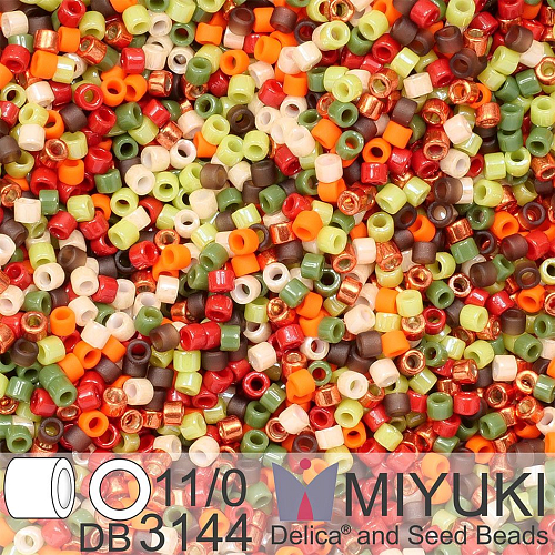 Korálky Miyuki Delica 11/0. Barva Forest Flame Mix DB3144. Balení 5g