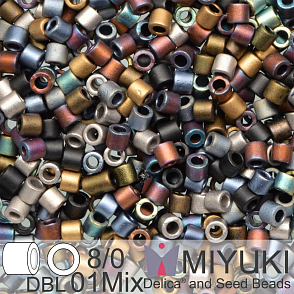 Korálky Miyuki Delica 8/0. Barva Flat Iron DBL01MIX. Balení 5g.