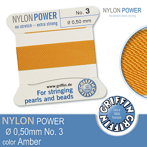 NYLON Power velmi pevná nit GRIFFIN síla nitě 0,50mm Barva Amber