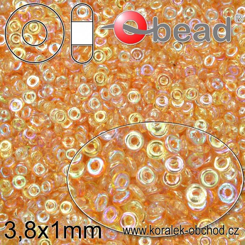 Korálky O-BEADS. Velikost 3,8x1mm. Barva OB2400030-98531 CRYSTAL YELLOW RAINBOW. Balení 2,5g.