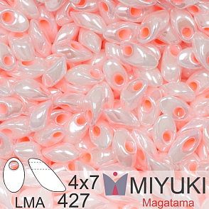 Korálky MIYUKI tvar Long MAGATAMA velikost 4x7mm. Barva LMA-427 Lt Rose Pearl Luster . Balení 5g.