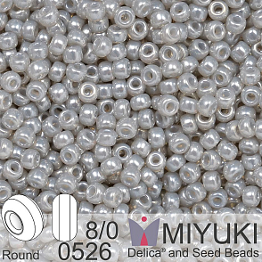 Korálky Miyuki Round 8/0. Barva 0526 Silver Gray Ceylon. Balení 5g