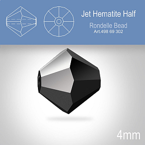 PRECIOSA Bicone MC BEAD (sluníčko) velikost 4mm. Barva JET HEMATITE HALF. Balení 30ks .
