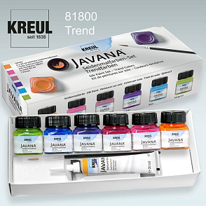 sada barev na Hedvábí Javana výrobce KREUL č. 81800 TREND 6 barev+štětec a kontura.