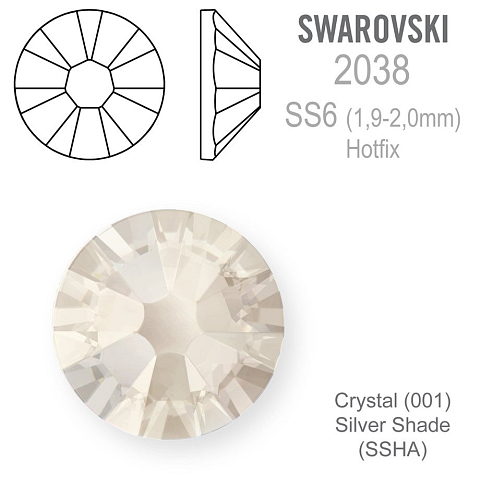 SWAROVSKI xilion rose HOT-FIX velikost SS6 barva CRYSTAL SILVER SHADE 