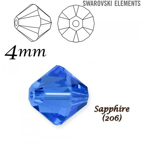 SWAROVSKI XILION BEAD 5328 barva SAPPHIRE velikost 4mm. Balení 20Ks