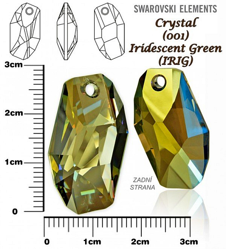 SWAROVSKI 6673 METEOR Pendant barva Crystal Iridescent Green velikost 28mm. 