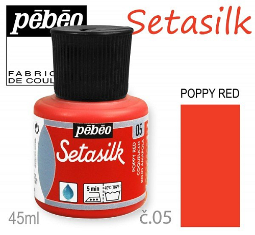 BARVY na HEDVÁBÍ barva makově červená č.05.Výrobce PEBEO 45ml. 