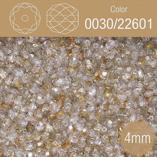 Korálky BROUŠENÉ 4mm. Barva 0030/22601. Průhledná s pokovem . Balení 120Ks.