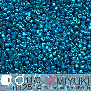Korálky Miyuki Delica 11/0. Barva Duracoat Galvanized Dk Capri Blue DB2514. Balení 5g.
