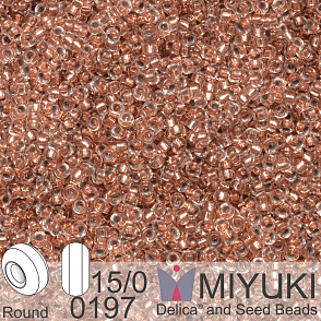 Korálky Miyuki Round 15/0. Barva 0197 Copper Lined Crystal. Balení 5g