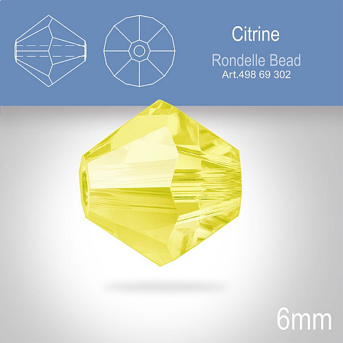 PRECIOSA Bicone MC BEAD (sluníčko) velikost 6mm. Barva Citrine. Balení 18ks .