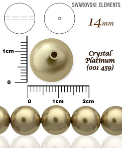 SWAROVSKI 5811 Voskované Perle barva 459 CRYSTAL PLATINUM PEARL velikost 14mm. 