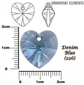 SWAROVSKI Heart Pendant barva DENIM BLUE velikost 18x17,5mm.