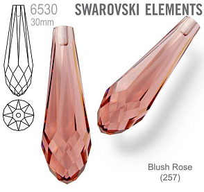 SWAROVSKI 6530 Pure Drop Pendant velikost 30mm. Barva Blush Rose 