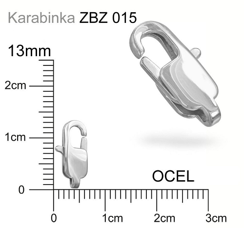 KARABINKA chirurgická ocel. Ozn. ZBZ 015. Velikost 13,0mm. 