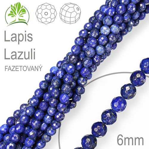 Korálky z minerálů Lapis Lazuli Fazetovaný  přírodní polodrahokam. Velikost pr.6mm. Balení 12Ks.