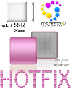 Kovové NAILHEAD HOTFIX nažehlovací polotovary. SQUARE Velikost SS12 (3,00-3,20mm) Tl.0,6mm. Barva 037 SVĚTLE FIALOVÁ (lesklá ocelová). Balení 70Ks.