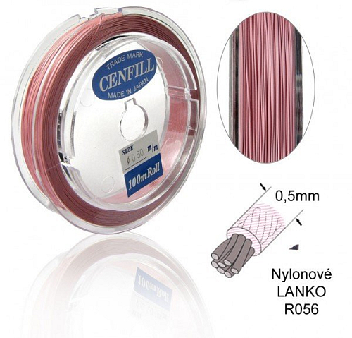 Nylonové LANKO .Barva R056 PINK (růžová). Velikost 0,5mm.