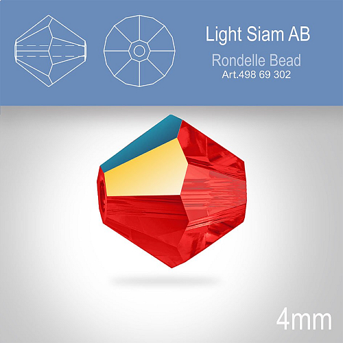 PRECIOSA Bicone MC BEAD (sluníčko) velikost 4mm. Barva LIGHT SIAM Aurore Boreale. Balení 30ks .