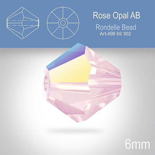 PRECIOSA Bicone MC BEAD (sluníčko) velikost 6mm. Barva ROSE OPAL AB. Balení 18ks .