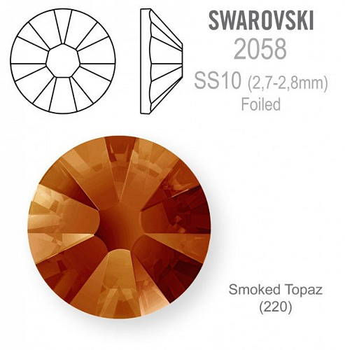 SWAROVSKI 2058 XILION Rose FOILED velikost SS10 barva Smoked Topaz 