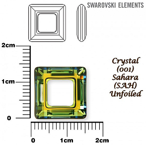 SWAROVSKI ELEMENTS Square Ring barva CRYSTAL (001) SAHARA (SAH) velikost  14x14mm.
