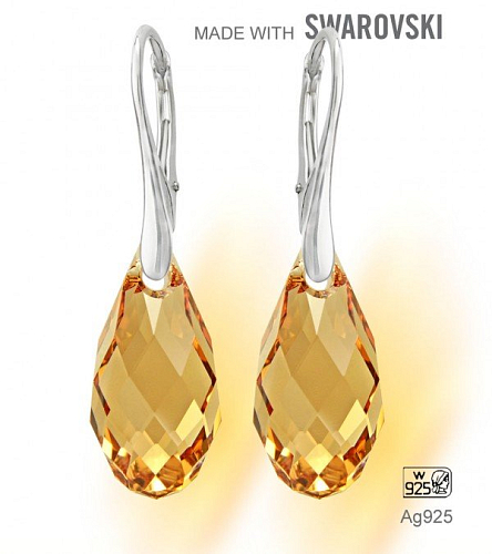 Náušnice sada Made with Swarovski 6010 Light Colorado Topaz (246) 17mm+náušnice Ag925