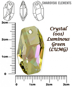 SWAROVSKI 6673 METEOR Pendant barva CRYSTAL LUMINOUS GREEN velikost 28mm. 
