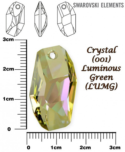 SWAROVSKI 6673 METEOR Pendant barva CRYSTAL LUMINOUS GREEN velikost 28mm. 