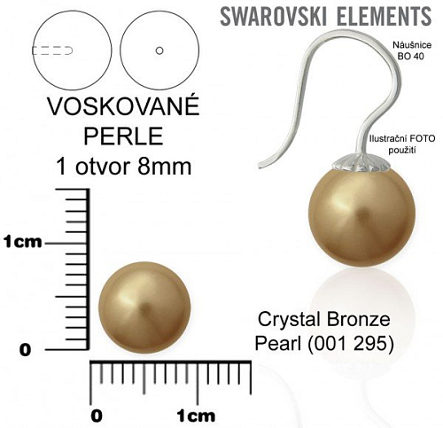 SWAROVSKI 5818 Voskované Perle 1otvor barva 295 CRYSTAL BRONZE PEARL velikost 8mm.