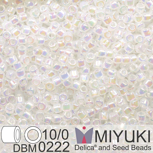 Korálky Miyuki Delica 10/0. Barva White Opal AB DBM0222. Balení 5g.