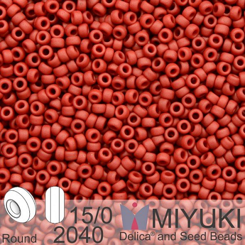 Korálky Miyuki Round 15/0. Barva 2040 Matte Met Brick Red. Balení 5g