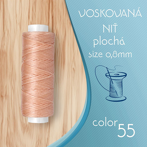 Voskovaná nit 0,8mm PLOCHÁ cívka 30m barva č.55 Flesh Pink