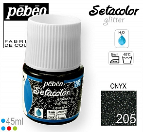 Barva na Textil SETACOLOR Glitter Pebeo. barva č. 205 ONYX. Balení 45ml.