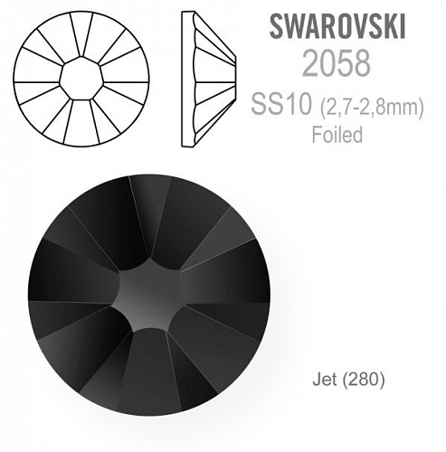 SWAROVSKI 2058 XILION Rose FOILED velikost SS10 barva Jet 