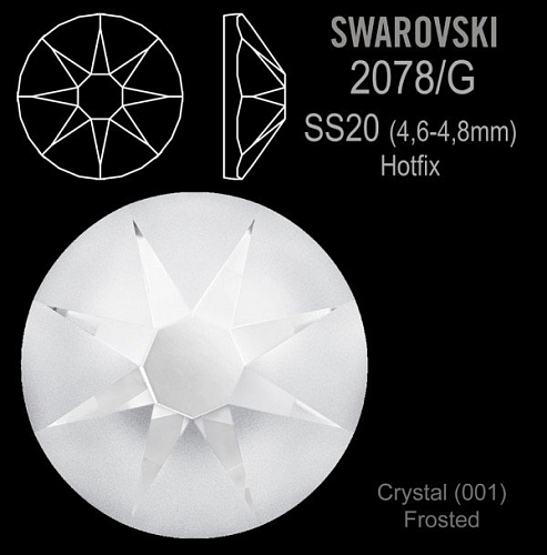 SWAROVSKI xirius rose HOTFIX 2078/G velikost SS20 barva Crystal FROSTED
