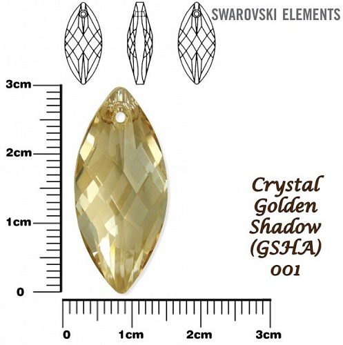 SWAROVSKI Navette Pendant barva GOLDEN SHADOW velikost 30x14mm.