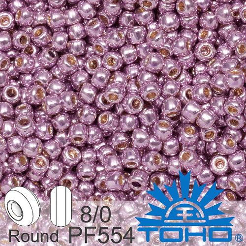 Korálky TOHO tvar ROUND (kulaté). Velikost 8/0. Barva č. PF554-Permanent Finish Galvanized Lavender. Balení 10g.