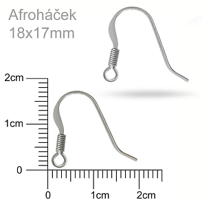 Afroháček plochý s pružinkou. Barva platina. Velikost 16x17mm.