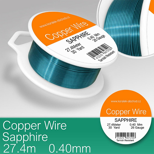 Drátek měděný velikost 0,4mm v délce 27m . Barva SAPPHIRE