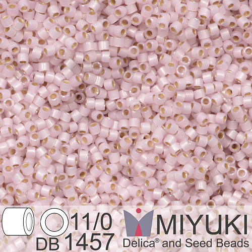 Korálky Miyuki Delica 11/0. Barva Silverlined Pale Rose Opal DB1457. Balení 5g.