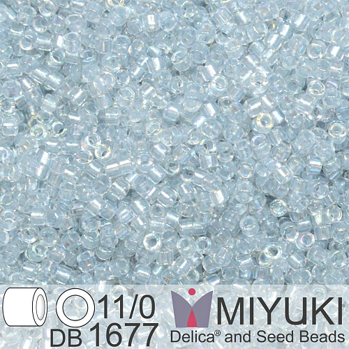 Korálky Miyuki Delica 11/0. Barva Pearl Lined Transparent Pale Gray AB  DB1677. Balení 5g.