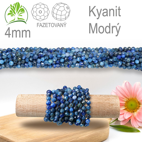 Korálky z minerálů Kyanit Modrý Fazetovaný přírodní polodrahokam. Velikost pr.4mm. Balení 95Ks.