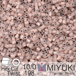 Korálky Miyuki Hex Cut Twisted Bugle 2,2x2,2mm. Barva 198 Copper Lined Opal. Balení 5g.